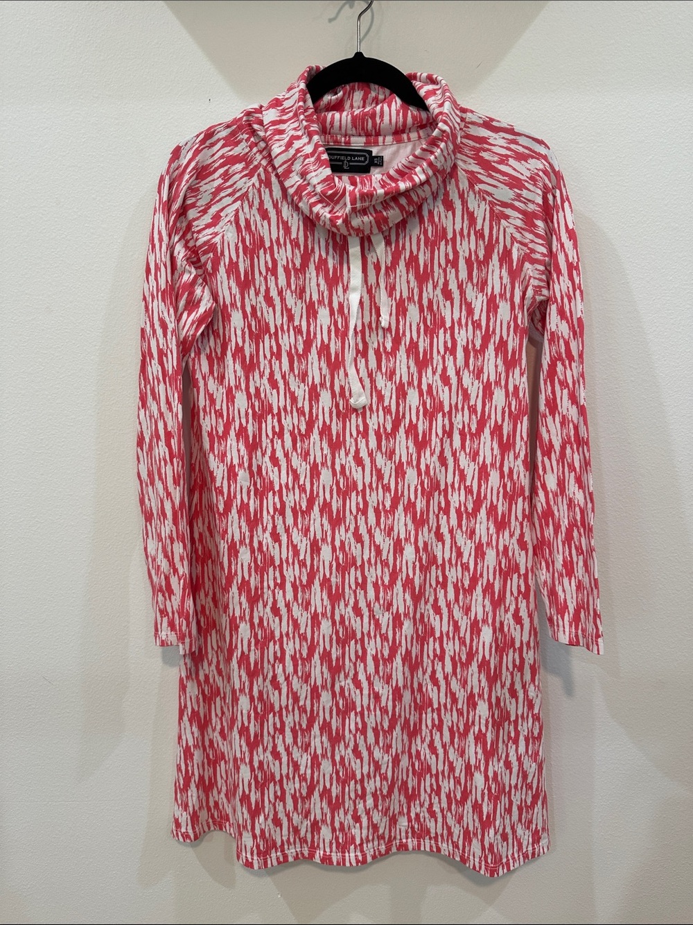 Duffield Lane Coral and White Patterned Cowl Neck Dress